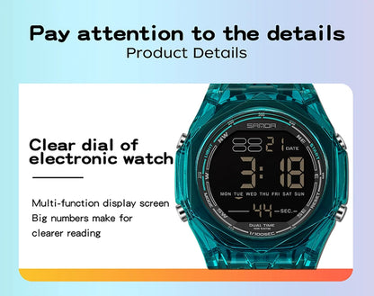 Fashion Women Digital Watches, LED Backlight Design Outdoors Sports Watch Waterproof, Countdown Date Multifunction Wrist watch