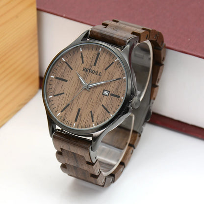 Men's Handmade Wooden Wrist Watch Fashion Minimalist Slim Analog Quartz Watch for Men