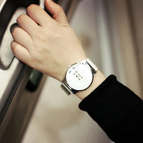 New Fashion Sport White Watches Men Ceative Dial Moveable Digital Watch Leather Band Quartz Wristwatches Men Relogio Masculino