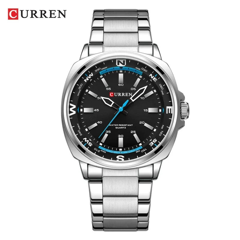 CURREN 8455 Men's Fashion Quartz Watch Business Stainless Steel Strap Night Light Waterproof Luxury Men's Watch Reloj Hombre