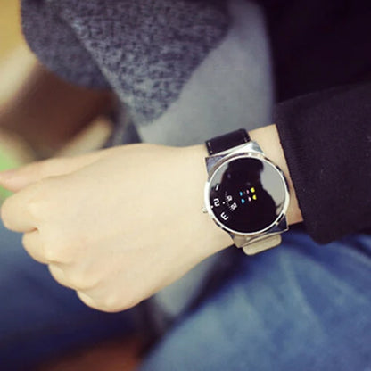 New Fashion Sport White Watches Men Ceative Dial Moveable Digital Watch Leather Band Quartz Wristwatches Men Relogio Masculino