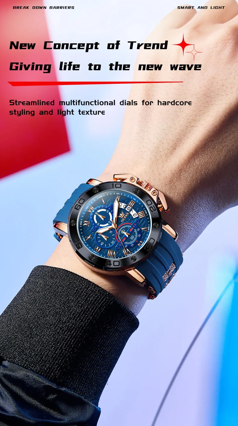 OLEVS Sports Watches For Man Multifunctional Quartz Watch﻿ Waterproof Luminous Date Watches Man Gift Luxury Brand Reloj 9986