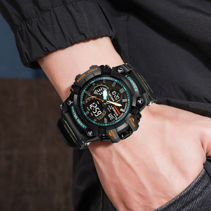 Fashion LOQNCE 98007 Men's Watch 5ATM Waterproof Watches for Men High Quality Dual Movement Multifunctional Electronics Watch