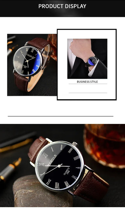 Fashion Wrist Watches for Men Top Brand Analog Men's Quartz Watches Leather Band Casual Business Men Watches Relogio Masculino