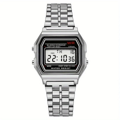 F91W Non-Waterproof Steel Band Watch For Women, Men, Business Clock, Multi-Functional LED Digital Sports Watch, Electronic Clock