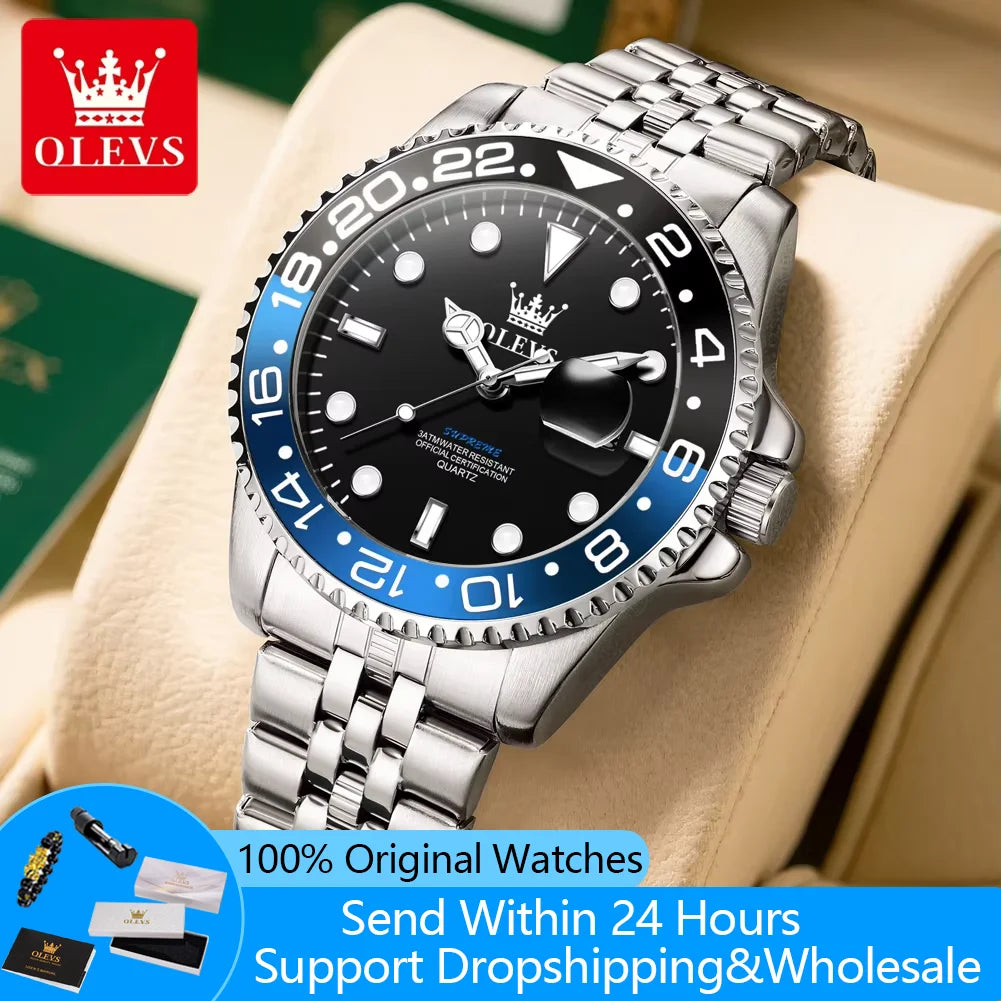 OLEVS 5657 Watch For Men Original Fashion Date Sports Business Quartz Man Watch Top Brand  Big Dial Waterproof Luminous Luxury