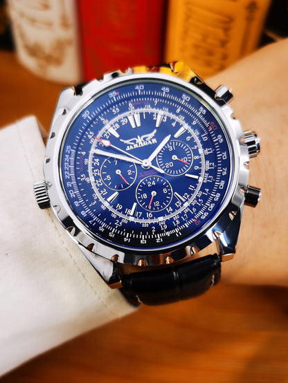 JARAGAR Sports Mens Watches Top Brand Luxury Automatic Mechanical Watch for Men Leather Steel Strap Military Wristwatches Gifts