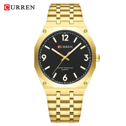 2026 Male Fashion Men Quartz Watch Stainless Steel Band Luminous Business Casual Wristwatch Octagonal Bezel Mineral Glass Dial
