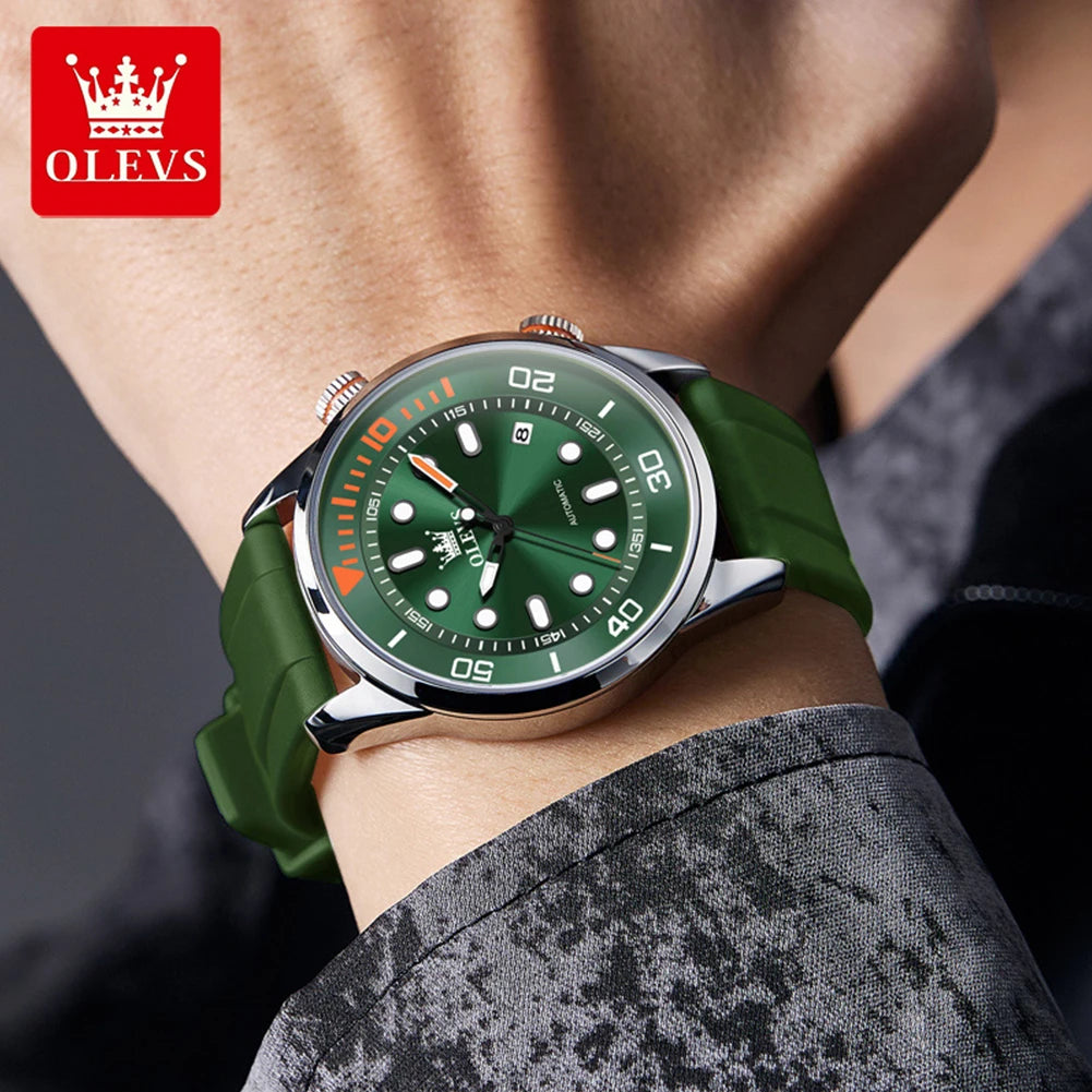 OLEVS Watches for Men Top Luxury Brand Automatic Mechanical Watch Super Waterproof Luminous Swim Diving Watch Reloj 6751