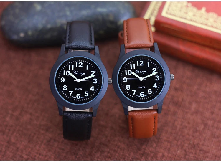 2026 new simple fashion leather strap watches for woman man children boys young students 12hours quartz waterproof watches clock