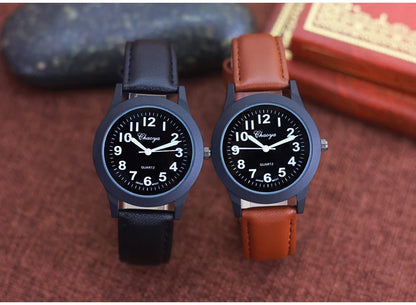2026 new simple fashion leather strap watches for woman man children boys young students 12hours quartz waterproof watches clock