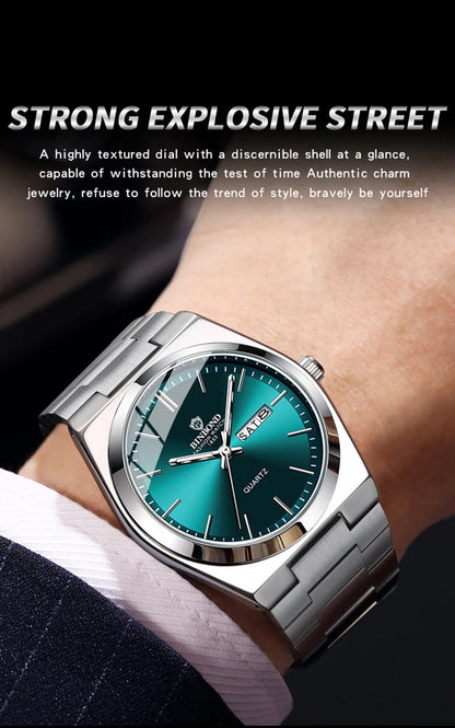 watches for man Light Luxury Brand Stainless Steel Double Calendar Waterproof Male Business Leisure Fashion Quartz Clock Watch