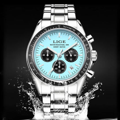 LIGE Top Brand Luxury New Mens Watches Waterproof Luminous Watch for Men Date Chronograph Sport Quartz Man Wristwatches+Box