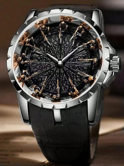 New Watch for Men with Retro Style and Simple Personality, Practical Belt, Large Dial, Fully Automatic Quartz Watch for Men