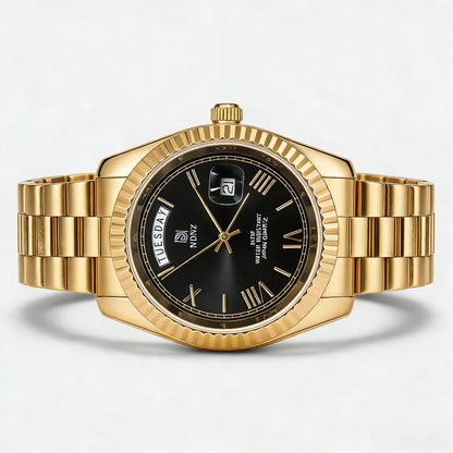 Fashionable waterproof couple's wristwatch, men business quartz watch, date and timing function, steel strap, Japanese movement