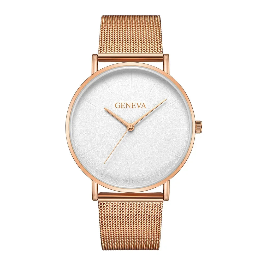 2025 Women's Watch Vintage Classic Fashion Dial Casual Steel Strip Strap Gold Rose Feminine Casual Quartz Wristwatch