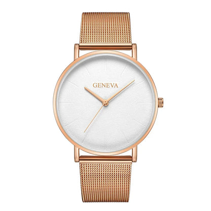 2025 Women's Watch Vintage Classic Fashion Dial Casual Steel Strip Strap Gold Rose Feminine Casual Quartz Wristwatch