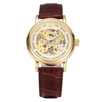 Fashion Men Mechanical Wristwatch, PU Leather Band, Mineral Reinforced Glass Mirror,BusinessCasual Male Wrist Watch forDaily Use