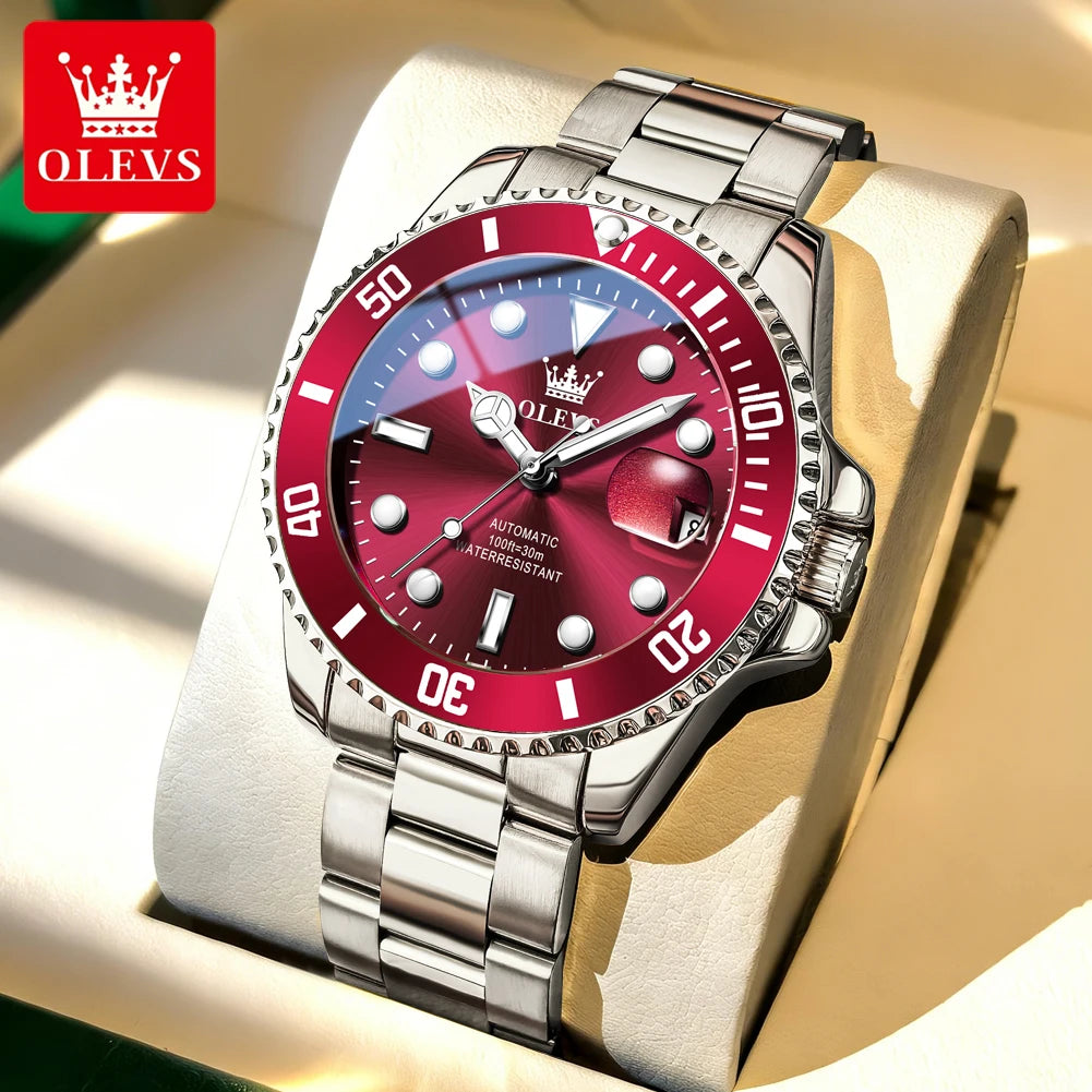 OLEVS 6650 Luxury Business Automatic Men's Watches Waterproof Luminous Stainless Steel Mechanical Wristwatch for Man