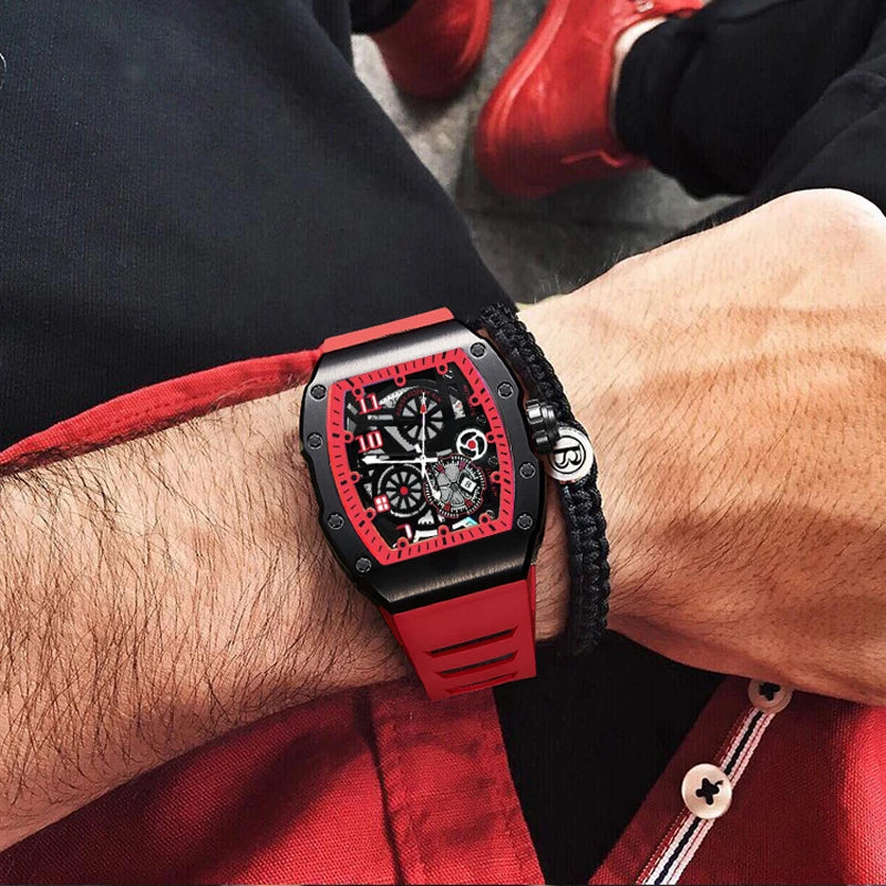 Men's Watch Sports Brand Fashion Trend Fully Automatic Quartz Wristwatch Hollow Waterproof Black Warrior Male Clock Watches