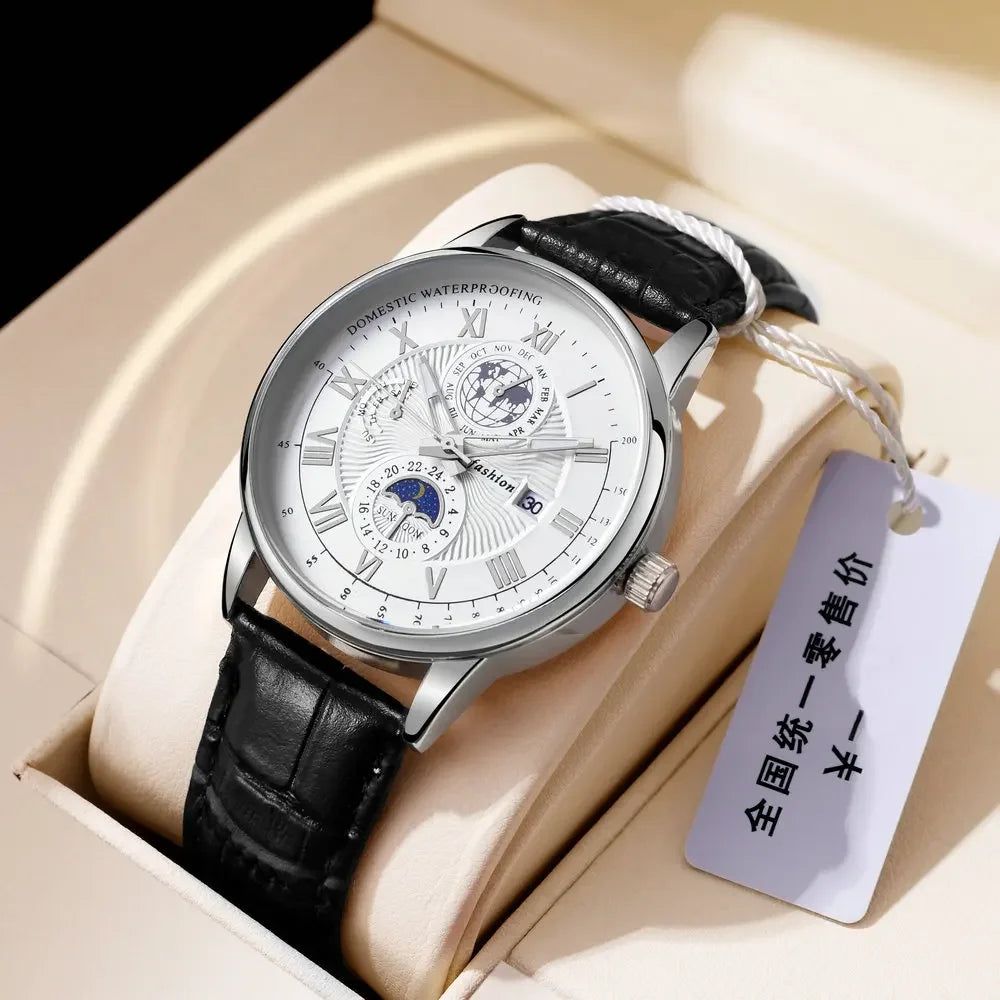 2026 Men Watch Fashion Top Luxury Sport Men's Wristwatch Waterproof Luminous Leather Date Quartz Watches Man Clock