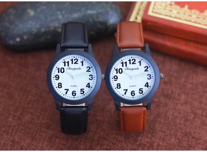 2026 new simple fashion leather strap watches for woman man children boys young students 12hours quartz waterproof watches clock