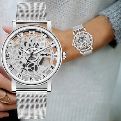 2025 New Fashion Women Gold Luxury Casual Quartz Watch Metal Mesh Stainless Steel Watches Relogio Feminino Ladies Wrist Watches