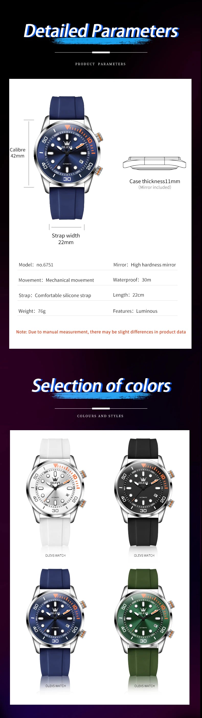 OLEVS Watches for Men Top Luxury Brand Automatic Mechanical Watch Super Waterproof Luminous Swim Diving Watch Reloj 6751