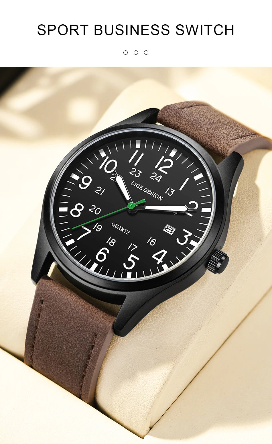 New Fashion LIGE Fashion Man Watch Outdoor Casual Sport Classic Auto Date Waterproof Luminous Quartz Watches Male Wear-resistant