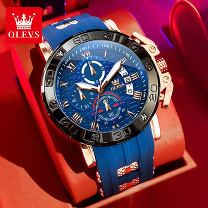 OLEVS Sports Watches For Man Multifunctional Quartz Watch﻿ Waterproof Luminous Date Watches Man Gift Luxury Brand Reloj 9986