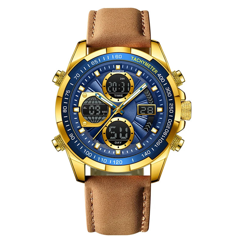 LIGE Top Watches for Men Leather Men Military Sport Waterproof Watch Quartz WristWatch Chronograph Male Clock