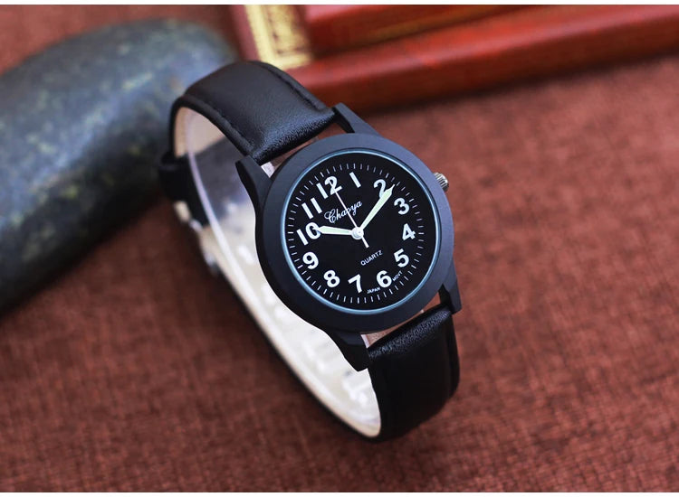 2026 new simple fashion leather strap watches for woman man children boys young students 12hours quartz waterproof watches clock