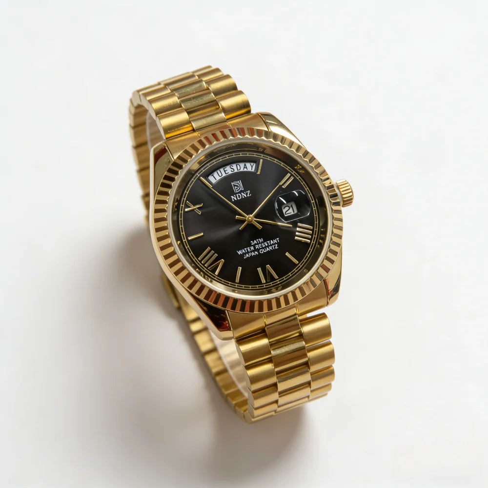 Fashionable waterproof couple's wristwatch, men business quartz watch, date and timing function, steel strap, Japanese movement