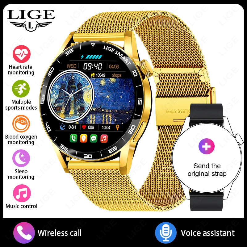 LIGE 2026 New Smartwatch Men For Android iOS Phone 1.38" HD Bluetooth Call Heart Rate Monitor Waterproof Sport Smart Watch Women