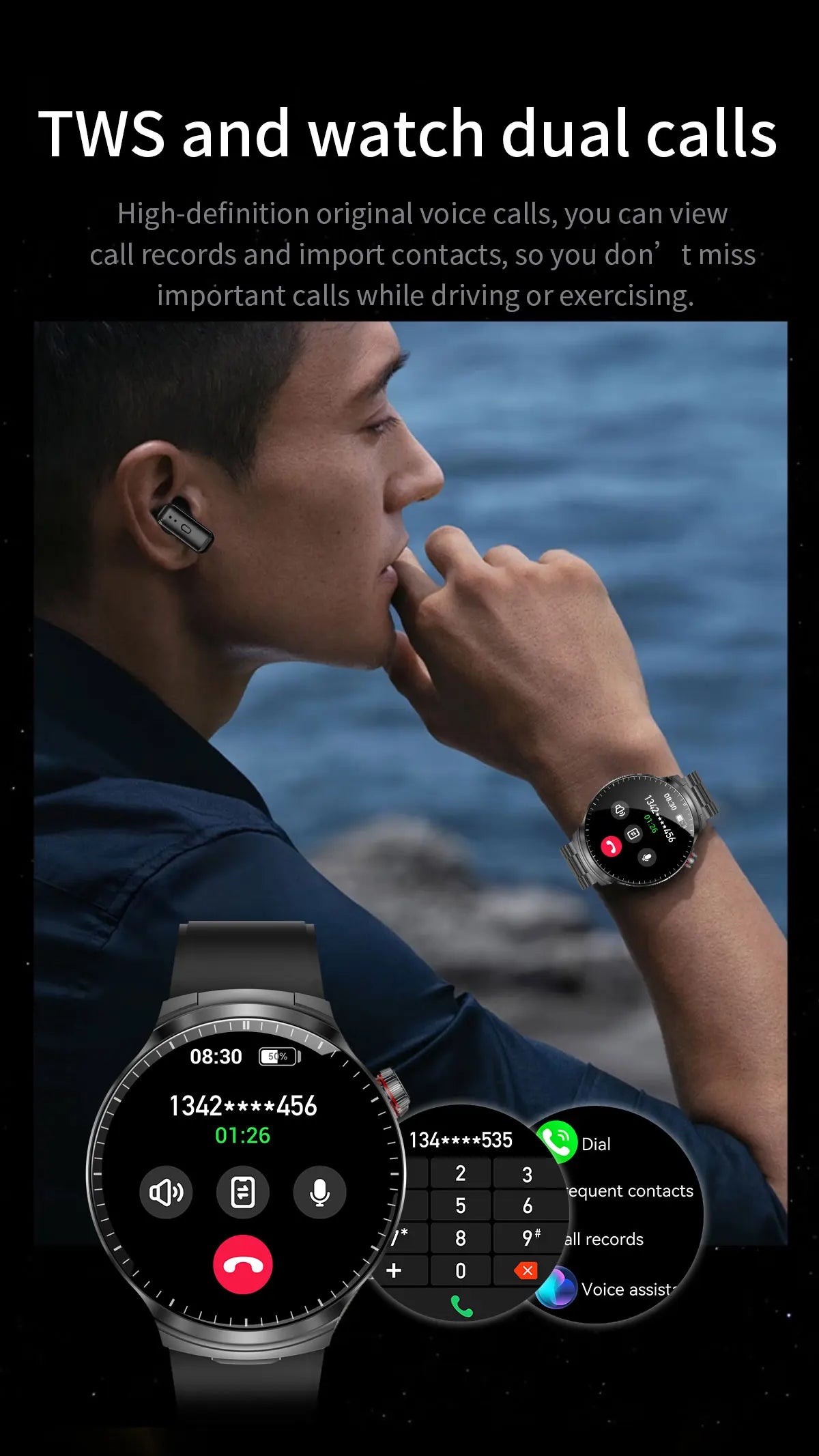 2026 T-REX3 New 2 in 1 Smart Watch With Earbuds Smart Watch TWS Bluetooth Earphone Heart Rate Blood Oxygen Monitor Sports Watch