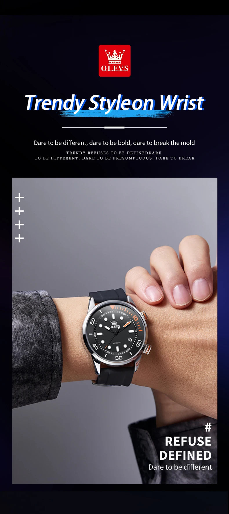 OLEVS Watches for Men Top Luxury Brand Automatic Mechanical Watch Super Waterproof Luminous Swim Diving Watch Reloj 6751