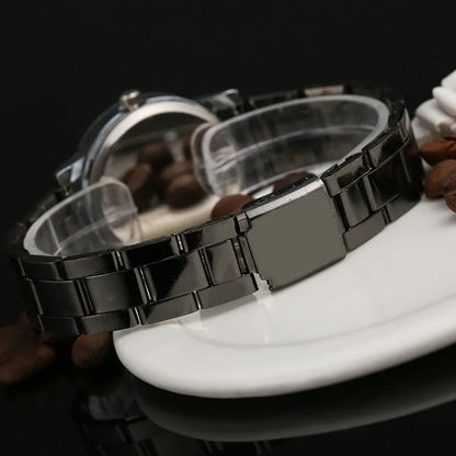 New Couple Watches Men Gear Triangle Pointer Compass Dial Second Hand Watch Women Stainless Steel Watches Relogio Feminino Clock