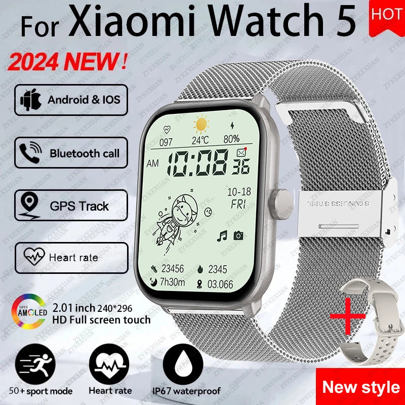For Xiaomi Watch 5 Global Version Sports Smart Watch Men Women HD AMOLED Screen Heart Rate Call GPS Track Waterproof Smartwatch