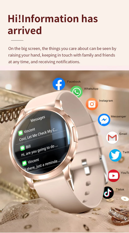 2026New Ladies' Smart Watch AMOLED Display Custom Dial Sport Fitness Health Tracke Waterproof Bracelet Music Digital Clock Women