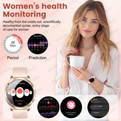 2026New Ladies' Smart Watch AMOLED Display Custom Dial Sport Fitness Health Tracke Waterproof Bracelet Music Digital Clock Women