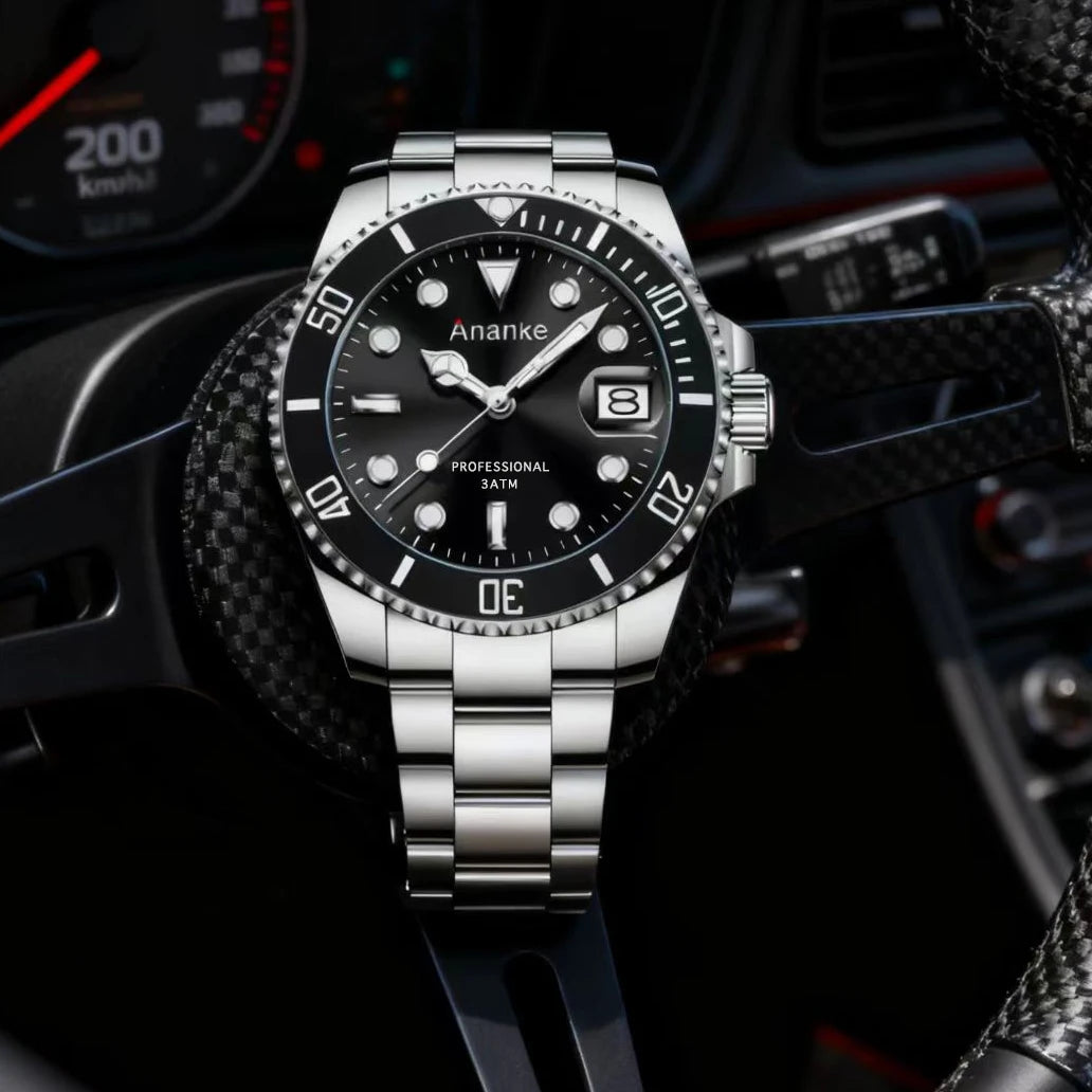 2025 New Men Luxury Sports Watches Quartz Wristwatches Waterproof Stainless Steel Strap Luminous Auto Date Casual Dress Watch