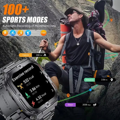 2026 New Men's Smart Watch LED Flashlight IP68 waterproof Outdoor Sports Watch Health Monitoring Fitness tracker for IOS Android