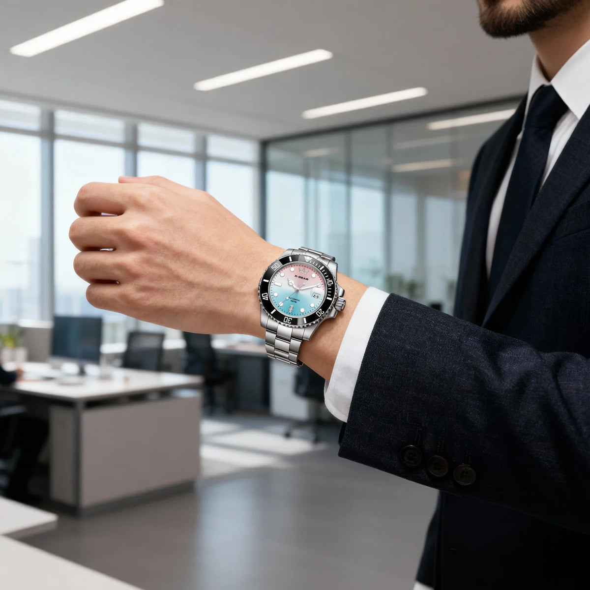 2026 New Men Automatic Mechanical Watches Stainless Steel Waterproof Watch  Water Ghost Luminous Dive Watch with Ceramic Bezel
